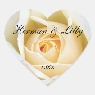 Sticker Mariage de coeur personnalisé White Rose B