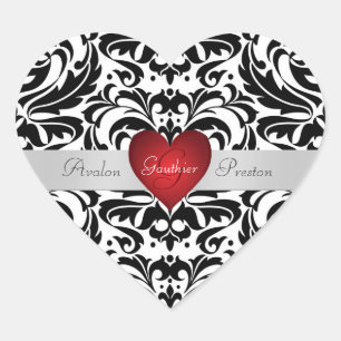 Sticker Mariage de Coeur Rouge noir & blanc