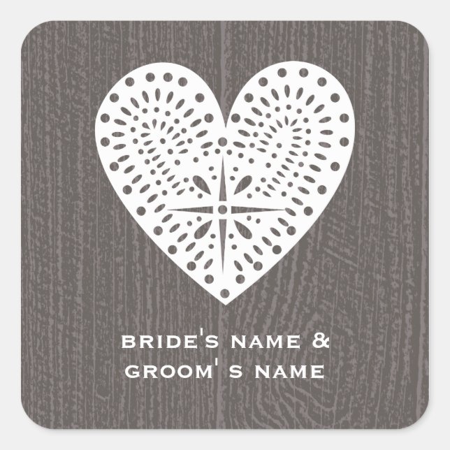 Sticker Mariage de dentelle inspirée de Barnwood (Devant)