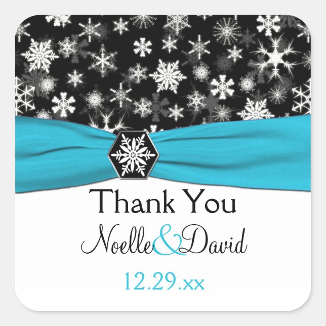 Sticker Mariage de Flakes Aqua, Noir, Blanc (Devant)