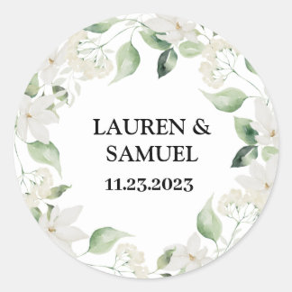 Sticker Mariage de fleurs de verdure aquarelle