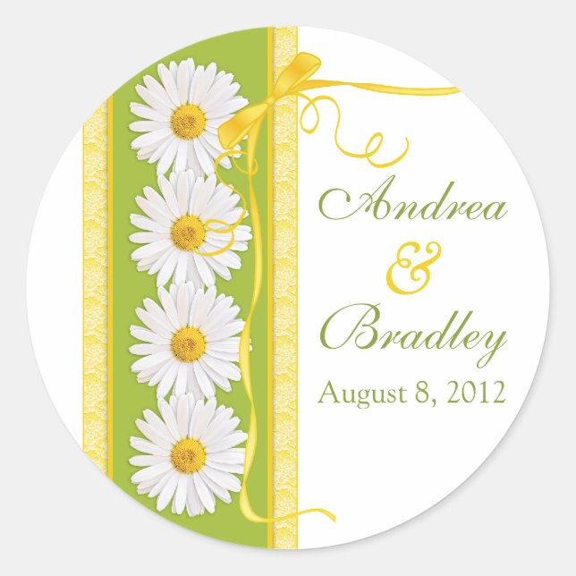 Sticker Mariage de la marguerite jaune vert (Devant)