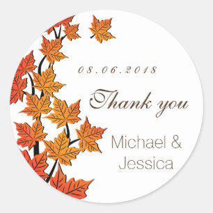 Sticker Mariage de l'automne de la feuille d'érabl