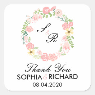 Sticker Mariage de Merci de couronne de fleurs Mon