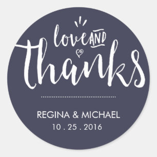 Sticker Mariage de Merci de script bleu marine