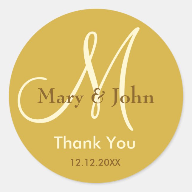Sticker Mariage de Merci d'or métallique (Devant)