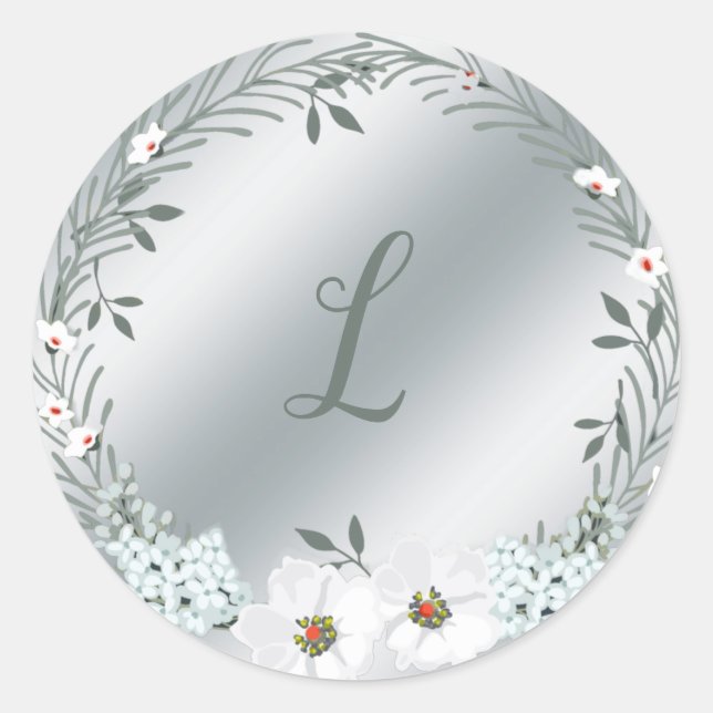 Sticker Mariage de Monogramme Argent (Devant)