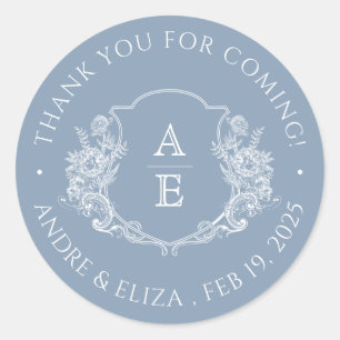 Sticker Mariage de monogramme de crête bleue pouss