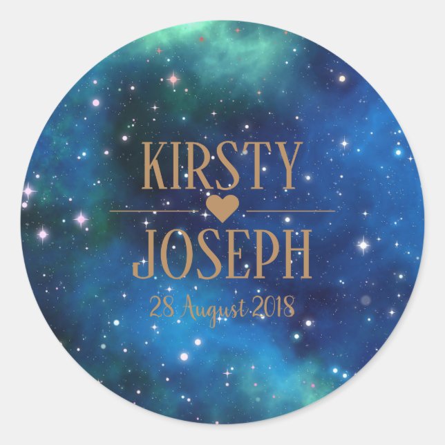 Sticker Mariage de monogramme de galaxie spatiale (Devant)