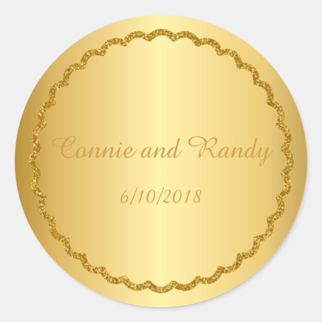 Sticker Mariage de monogramme métallique Gold Foil (Devant)