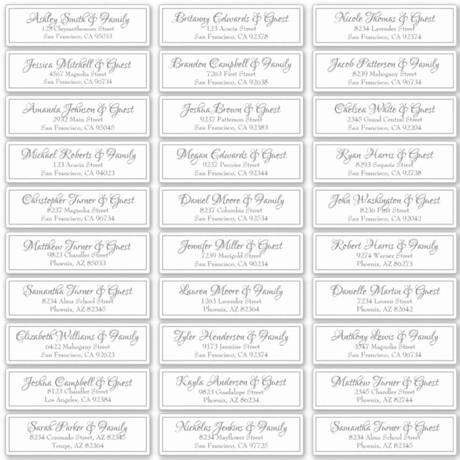 Sticker Mariage de script cursif moderne Adresse (Devant)