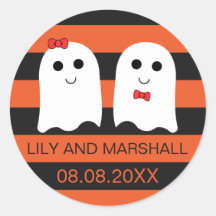 Sticker Mariage d'Halloween Couple Fantôme mignon