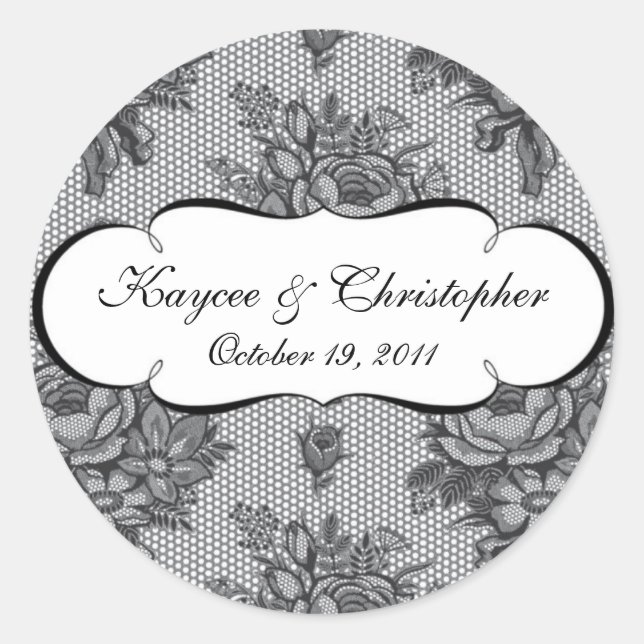 Sticker Mariage en dentelle noire et blanche (Devant)