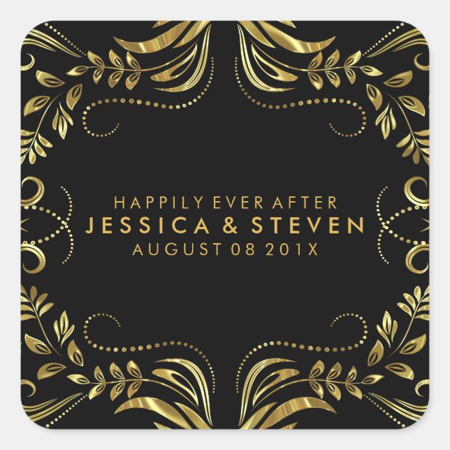 Sticker Mariage en dentelle noire et florale (Devant)