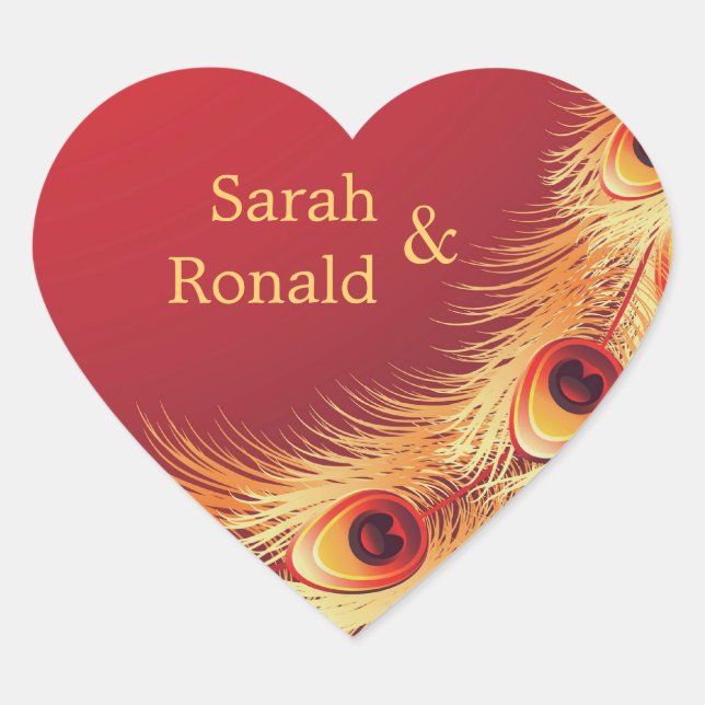 Sticker Mariage en plumes de paon (Devant)