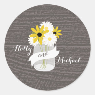 Sticker Mariage Fleur sauvage Barnwood + Mason Jar