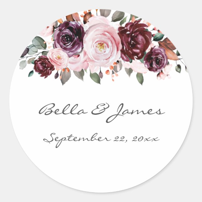 Sticker Mariage Floral Aquarelle (Devant)