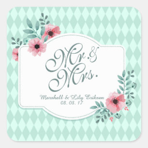 Sticker Mariage floral élégant personnalisé