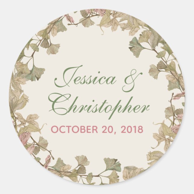 Sticker Mariage floral Ginkgo (Devant)