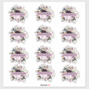 Sticker Mariage floral rose et violet