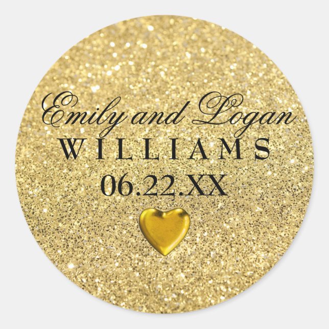 Sticker Mariage Gold Bride Groom avec coeur (Devant)