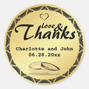 Sticker Mariage Gold Love and Thanks