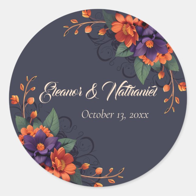 Sticker Mariage gothique 3D floral élégant (Devant)