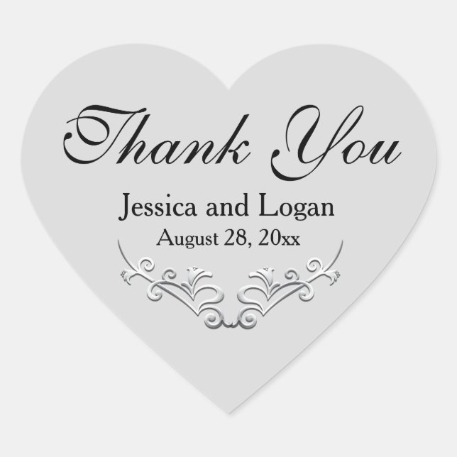 Sticker Mariage Grey Silver et Black Modern Heart (Devant)
