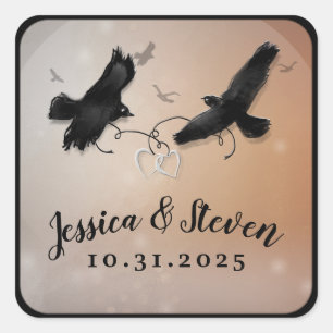 Sticker Mariage Halloween Ravens & Hearts