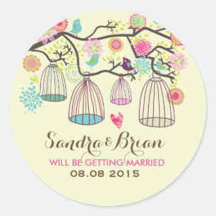 Sticker Mariage Hanging Bird Cages & Fleurs Rétro