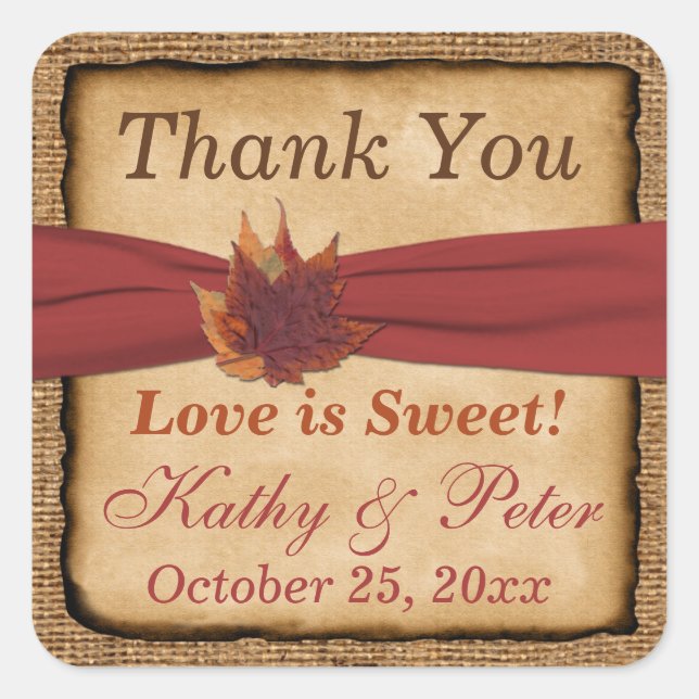Sticker Mariage IMPRIMÉ RIBBON Automne laisse 1,5  (Devant)