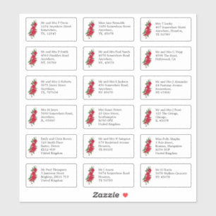 Sticker Mariage individuel Nom de l'invité Adresse Roses r