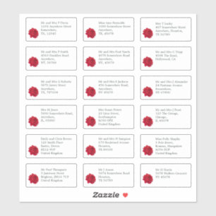 Sticker Mariage individuel Nom du client Adresse Rose roug
