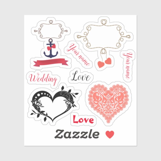 Sticker mariage, mariage, cadeau, décoration (Feuille)