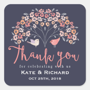 Sticker Mariage Merci à script de fleurs et d'oise