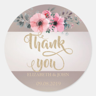 Sticker Mariage Merci Fleur, Bande Élégante