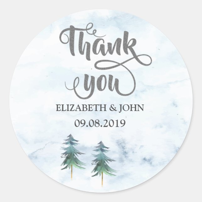 Sticker Mariage Merci Pine Aquarelle (Devant)