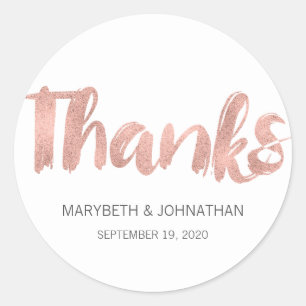 Sticker Mariage Merci Rose moderne Gold Love