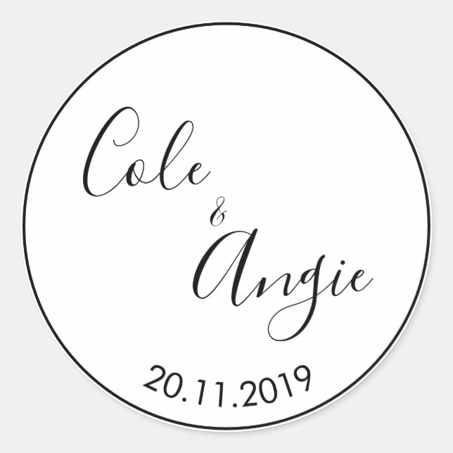 Sticker Mariage minimaliste avec bordure mince (Devant)