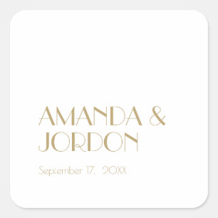 Sticker Mariage minimaliste Gold Modern Art Déco