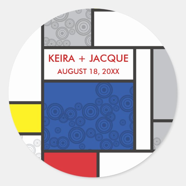 Sticker Mariage Mondrian Modern Art Retro Circles (Devant)