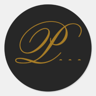 Sticker mariage Monogram P Gold & Black Seal