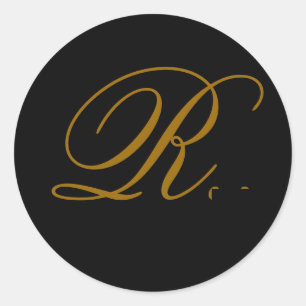 Sticker mariage Monogram R Gold & Black Seal