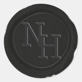 Sticker Mariage Monogramme de cire noire foncée