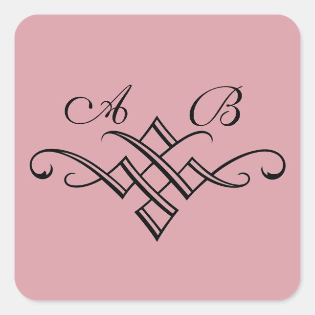 Sticker Mariage Monogramme en rose (Devant)