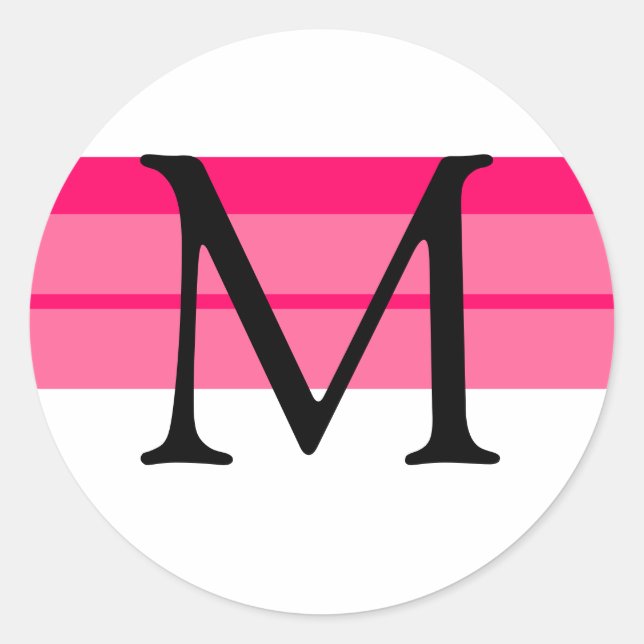 Sticker Mariage Monogramme Fuchsia rose (Devant)