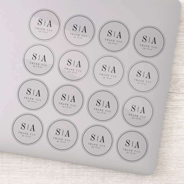 Sticker Mariage monogramme sophistiqué faveur transparente (Détail)