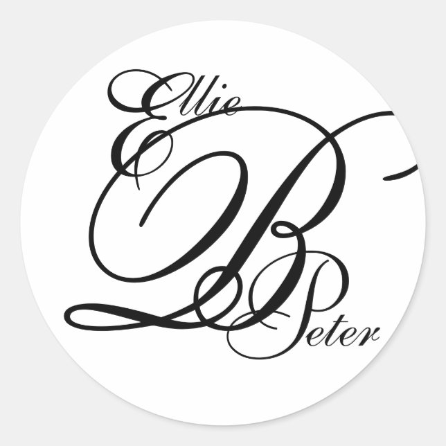 Sticker Mariage Monogramme Trois lettres et noms (Devant)