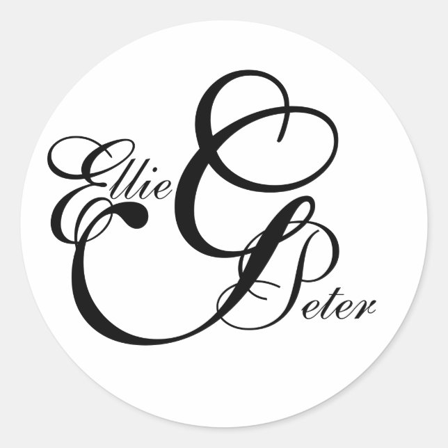 Sticker Mariage Monogramme Trois lettres et noms (Devant)