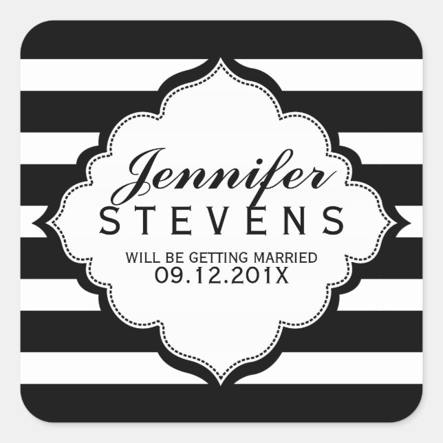 Sticker Mariage Motif à bandes noires et blanches (Devant)